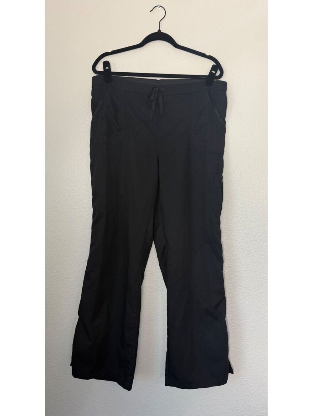 Plus Size Bootcut Scrub Pants Black Drawstring Pockets 2X